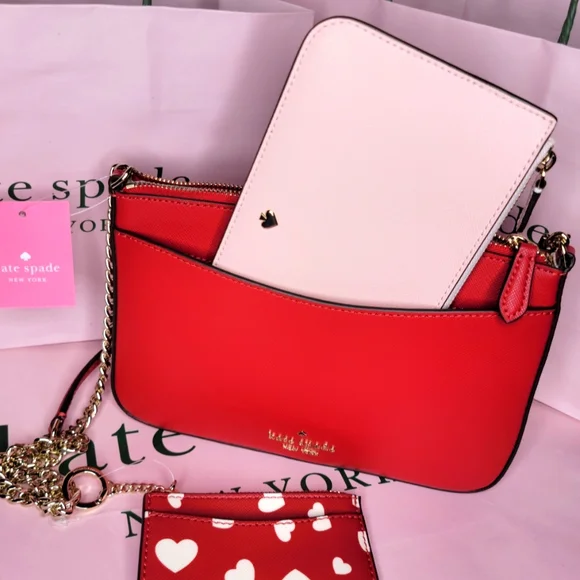 ♠️Kate Spade Staci Triple Crossbody Heart Pop NWT